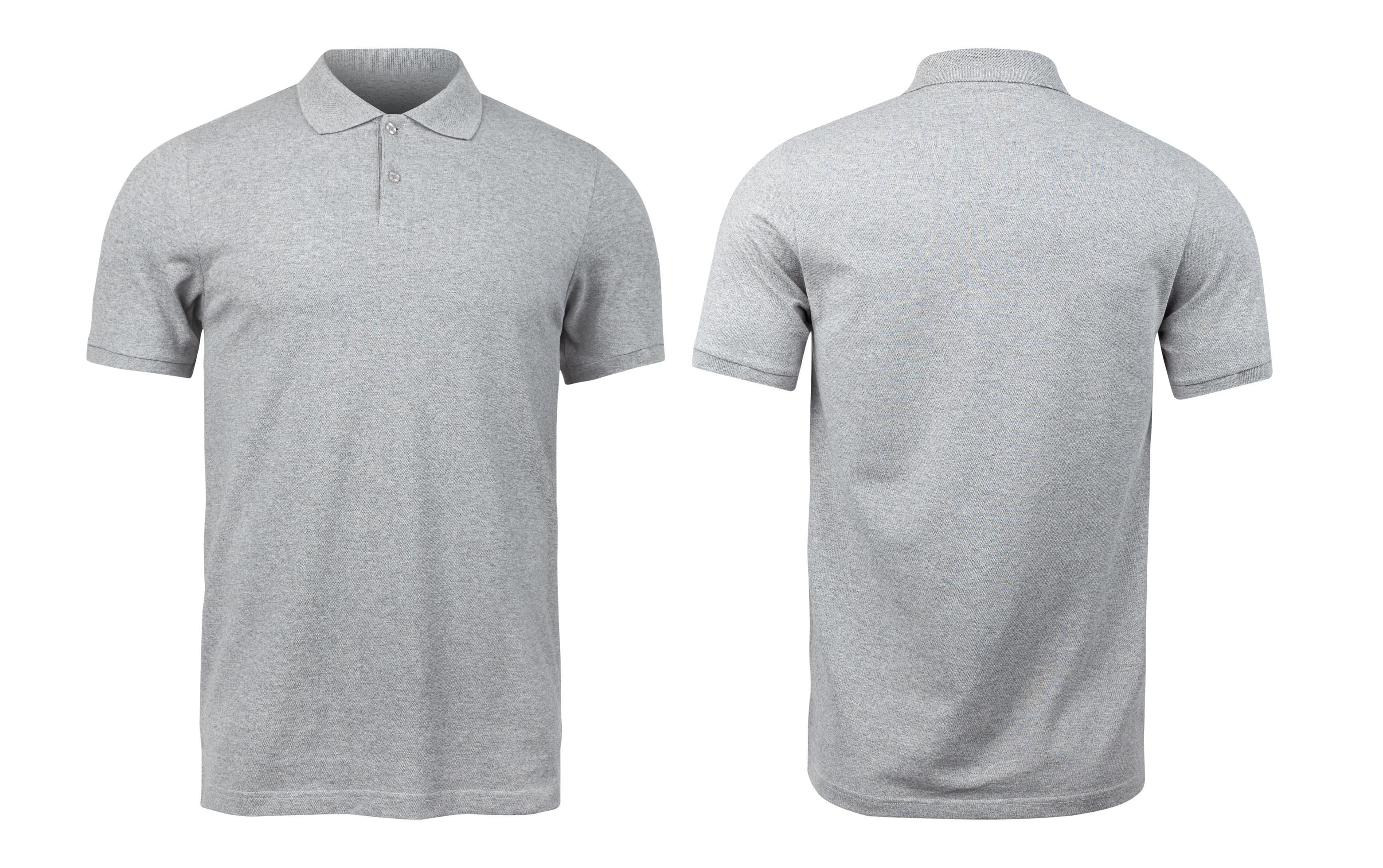 Grey polo shirts mockup front and back used as design template